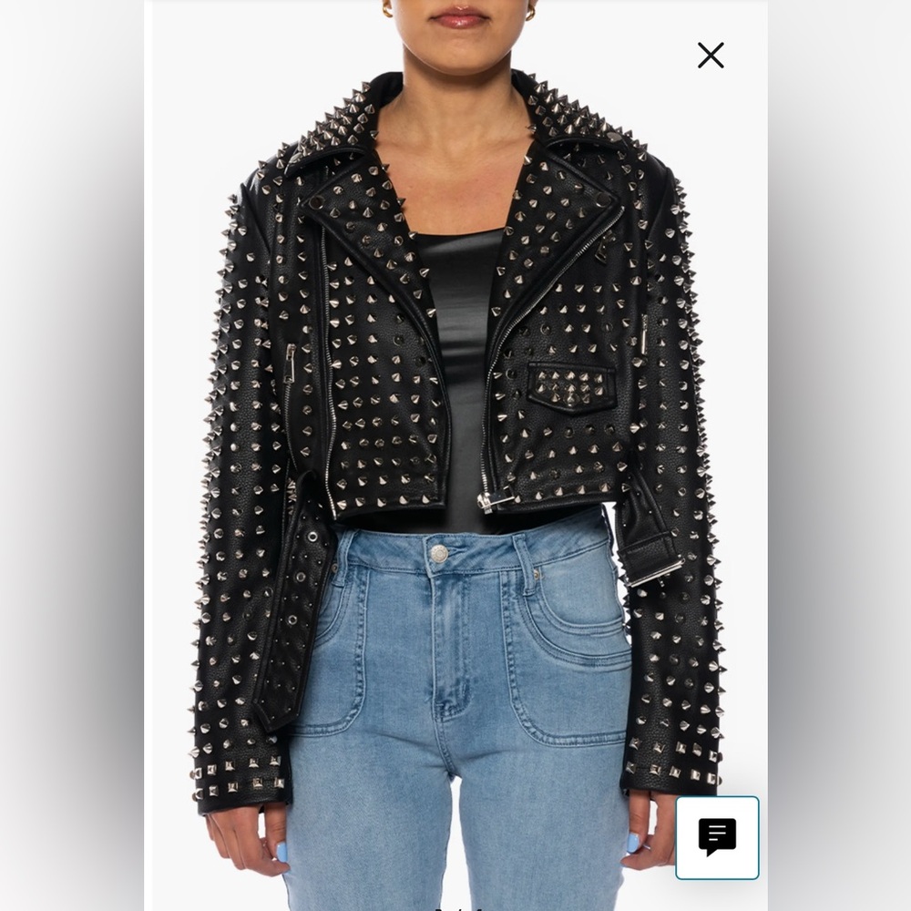 Azalea Wang Studded Black Leather Jacket